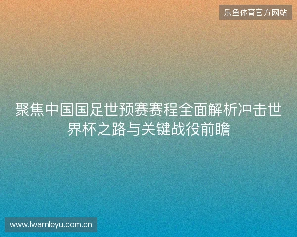 聚焦中国国足世预赛赛程全面解析冲击世界杯之路与关键战役前瞻